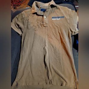 Tommy Hilfiger Polo shirt vintage brown Short Sleeve Shirt  85 on the Back sz M